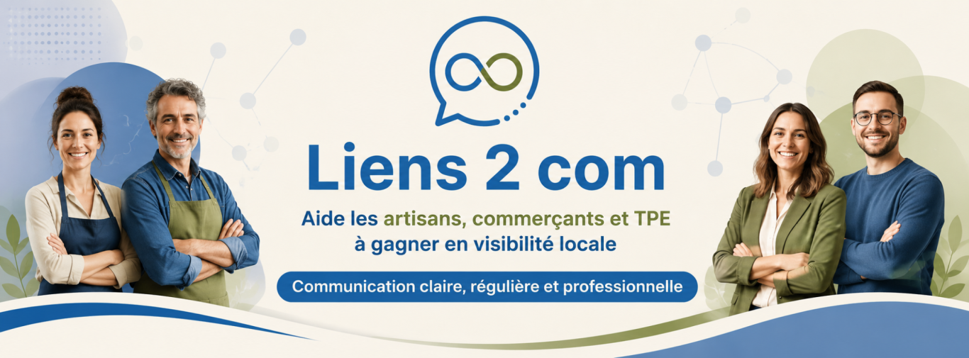 Logo de Liens 2 com avec le slogan sur la visibilité locale.